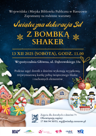 Grafika promująca warsztaty Świąteczna dekoracja 3d